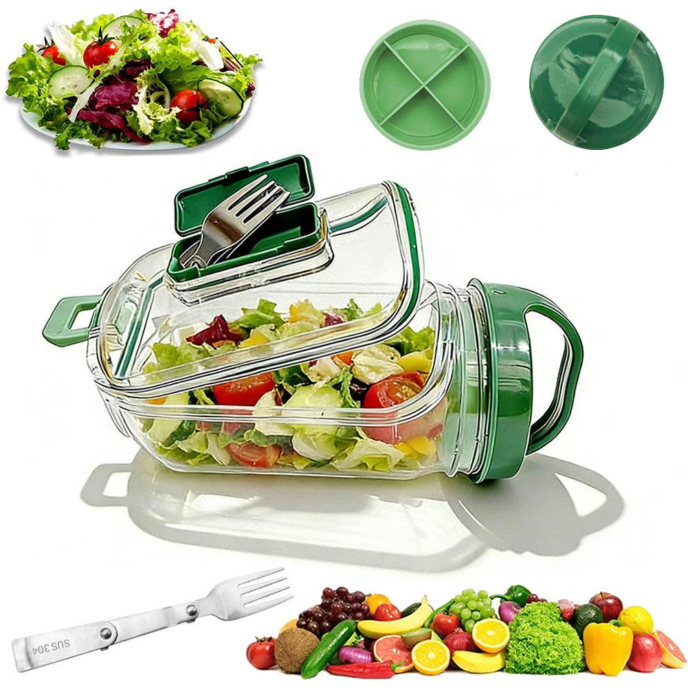 Meal Prep For Office - Portable Salad Container Jar with Fork