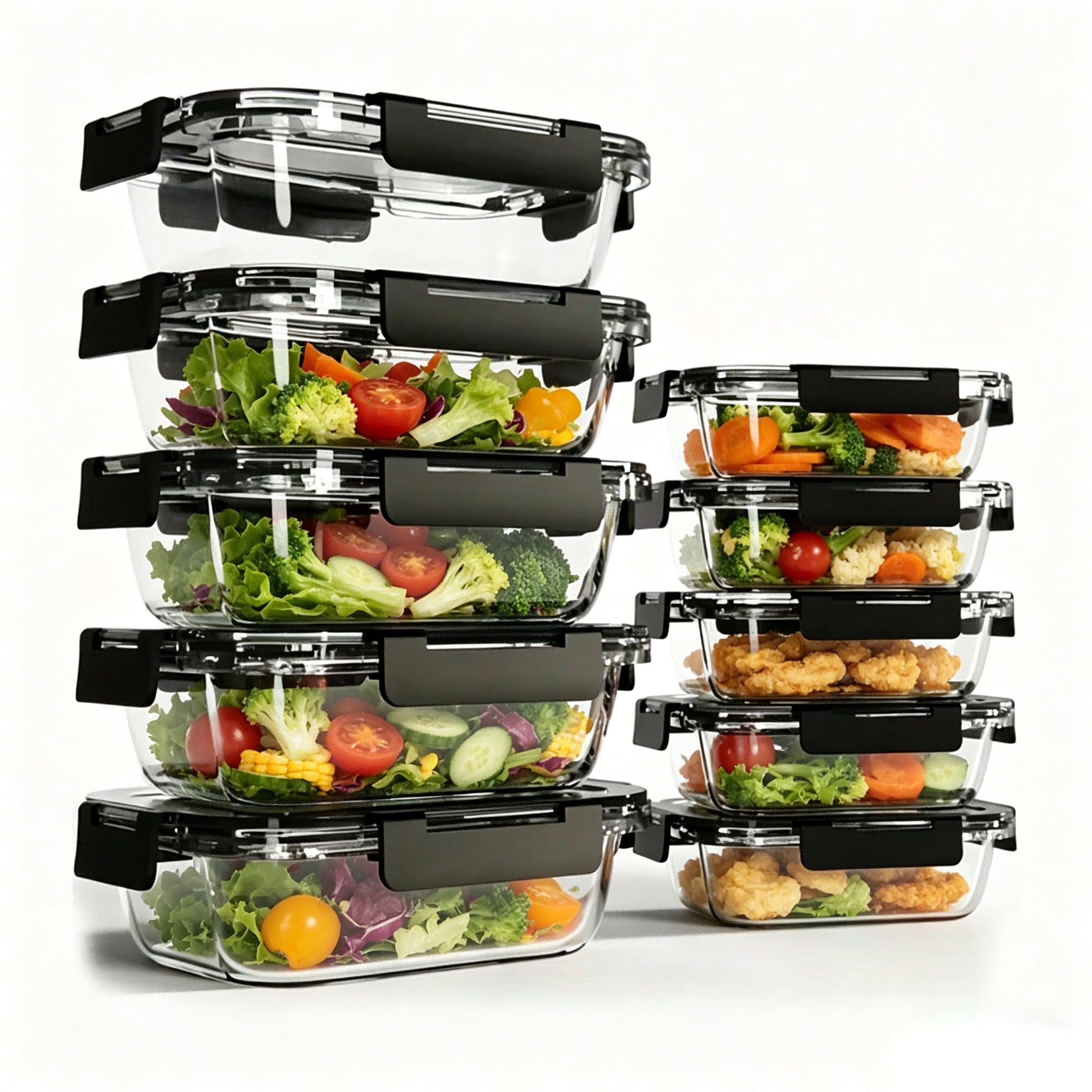 Meal Prep Glass Containers Oven Safe - 10 Pack Glass Meal Prep Containers