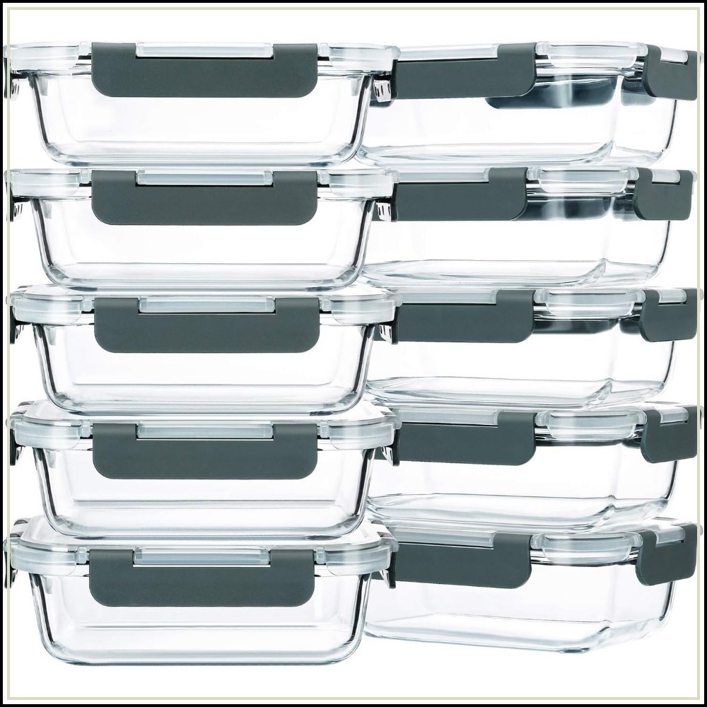 Meal Prep Oven Safe Containers - 10-Pack 22oz Glass Meal Prep Containers