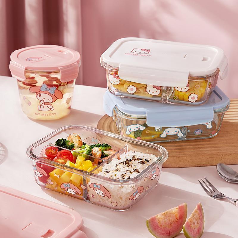 Meal Prep Glass Containers Oven Safe - Hello Kitty Printed Bento Box Set