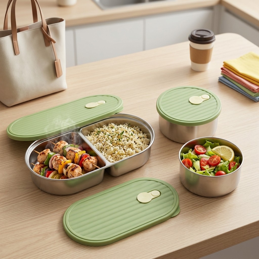Microwavable 304 Stainless Ste - Meal Prep Kinder ulasan dan harga