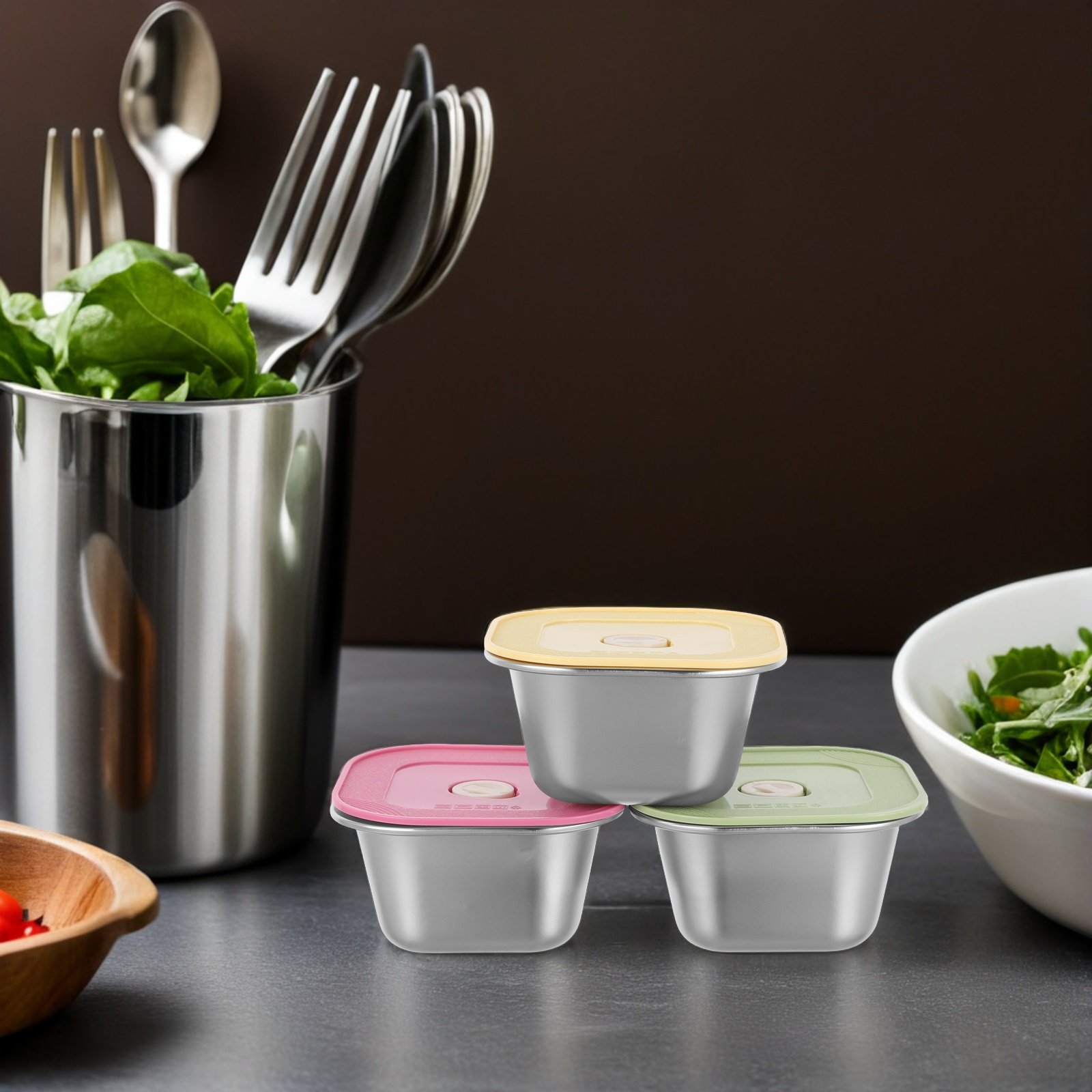 3Pcs Stainless Steel Snack Con - Meal Prep Jars With Lids ulasan dan harga