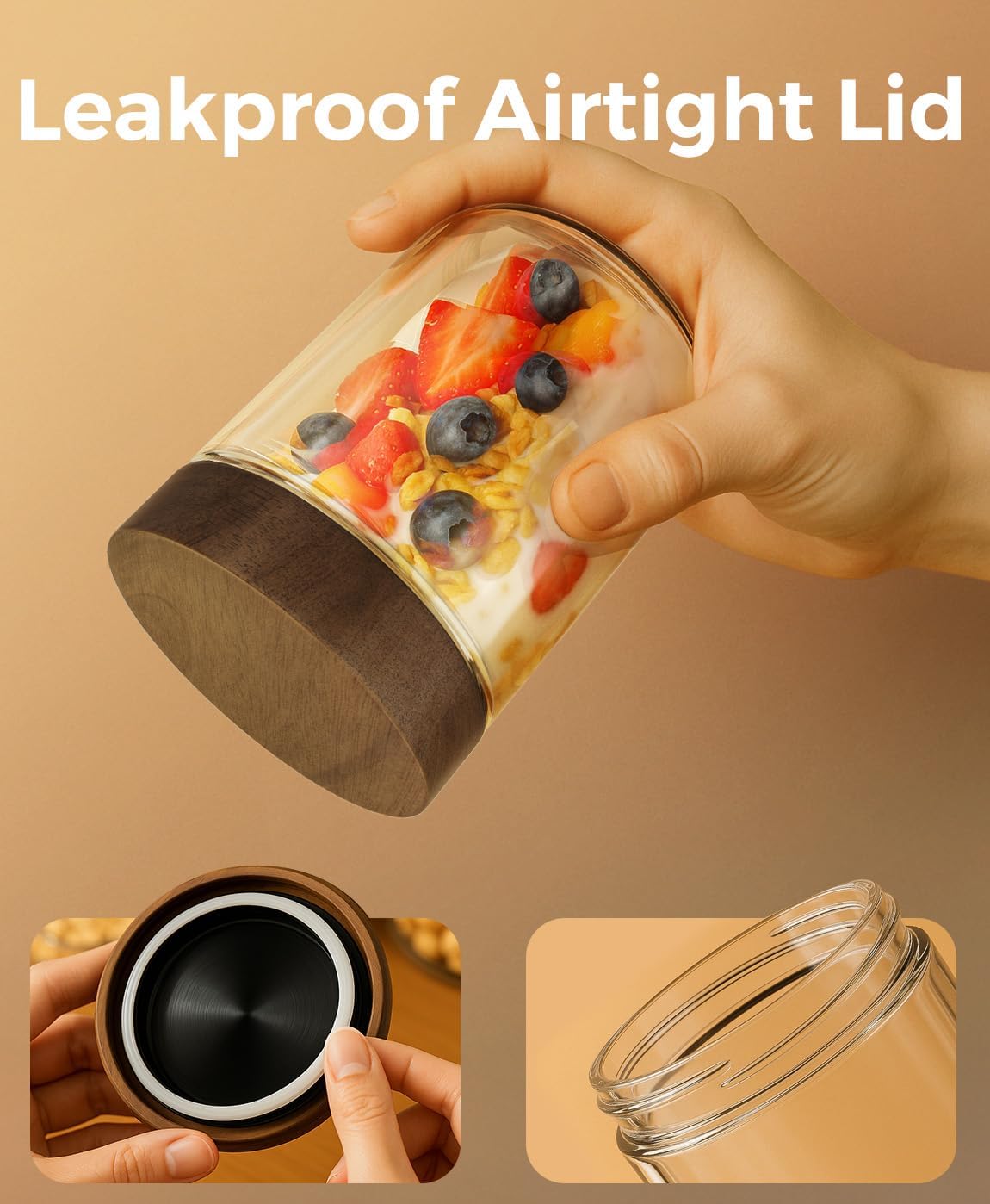 16oz 4 Pack Overnight Oats Con - Meal Prep Jars With Lids ulasan dan harga