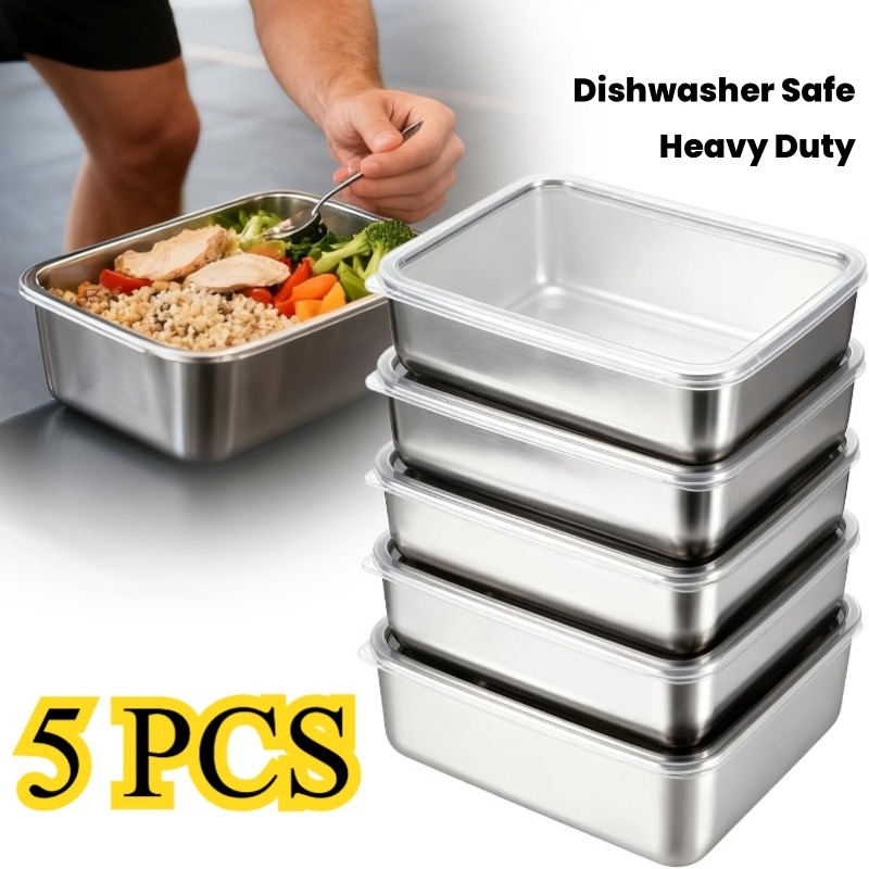 5pcs Stainless Steel Food Cont - Meal Prep Containers Xl ulasan dan harga