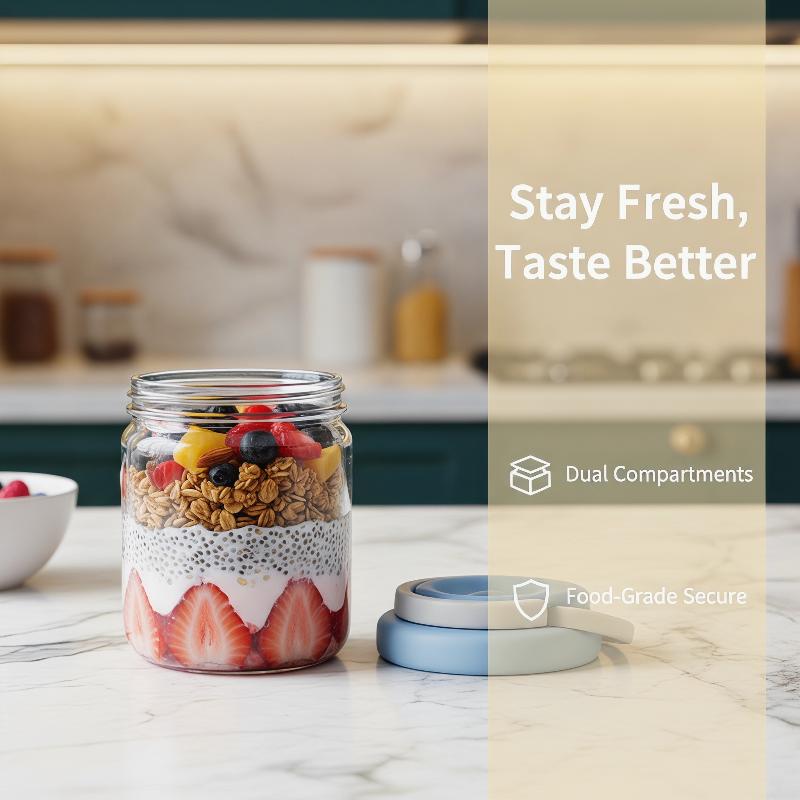 [E] Breakfast Cup Portable Oat - Meal Prep Yogurt Containers ulasan dan harga
