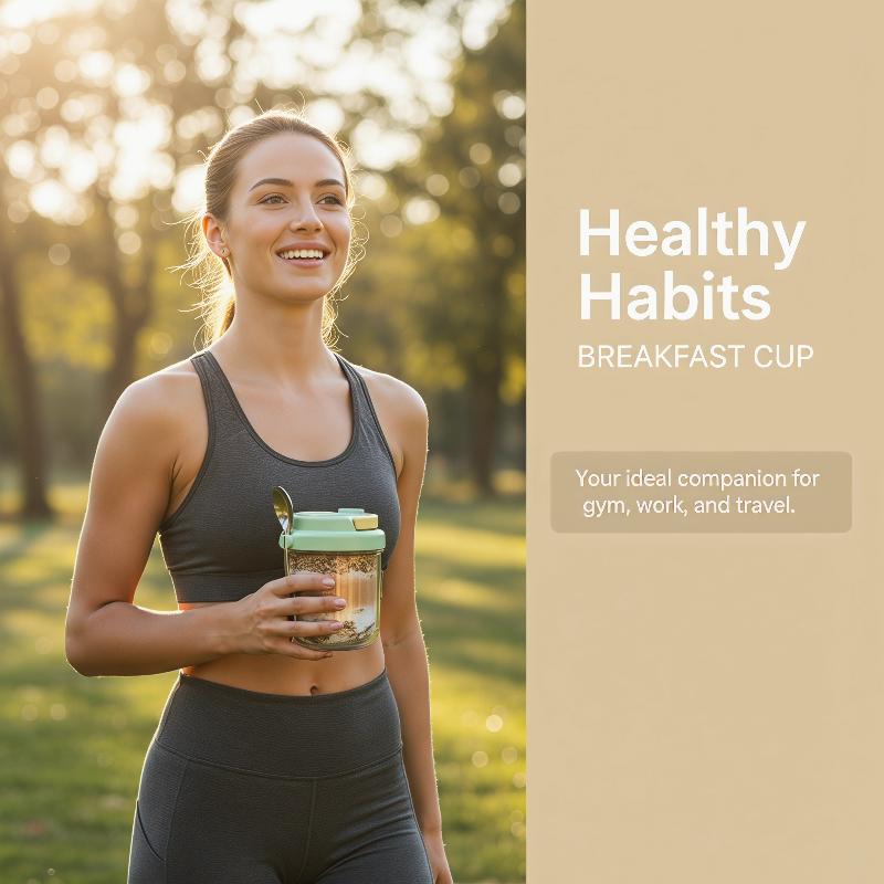 [E] Breakfast Cup Portable Oat - Meal Prep Yogurt Containers ulasan dan harga