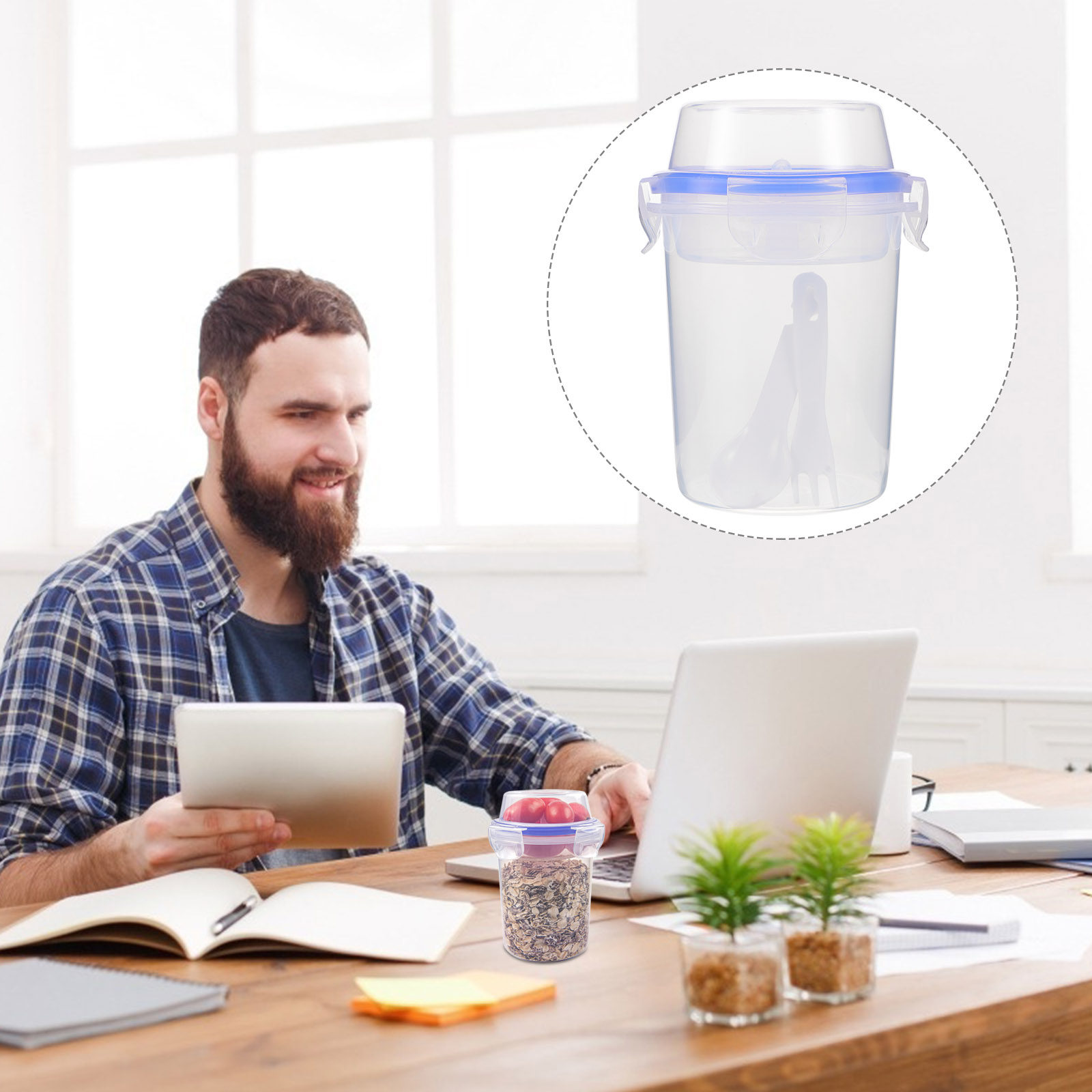 2Pcs Overnight Oats Containers - Meal Prep Gym ulasan dan harga