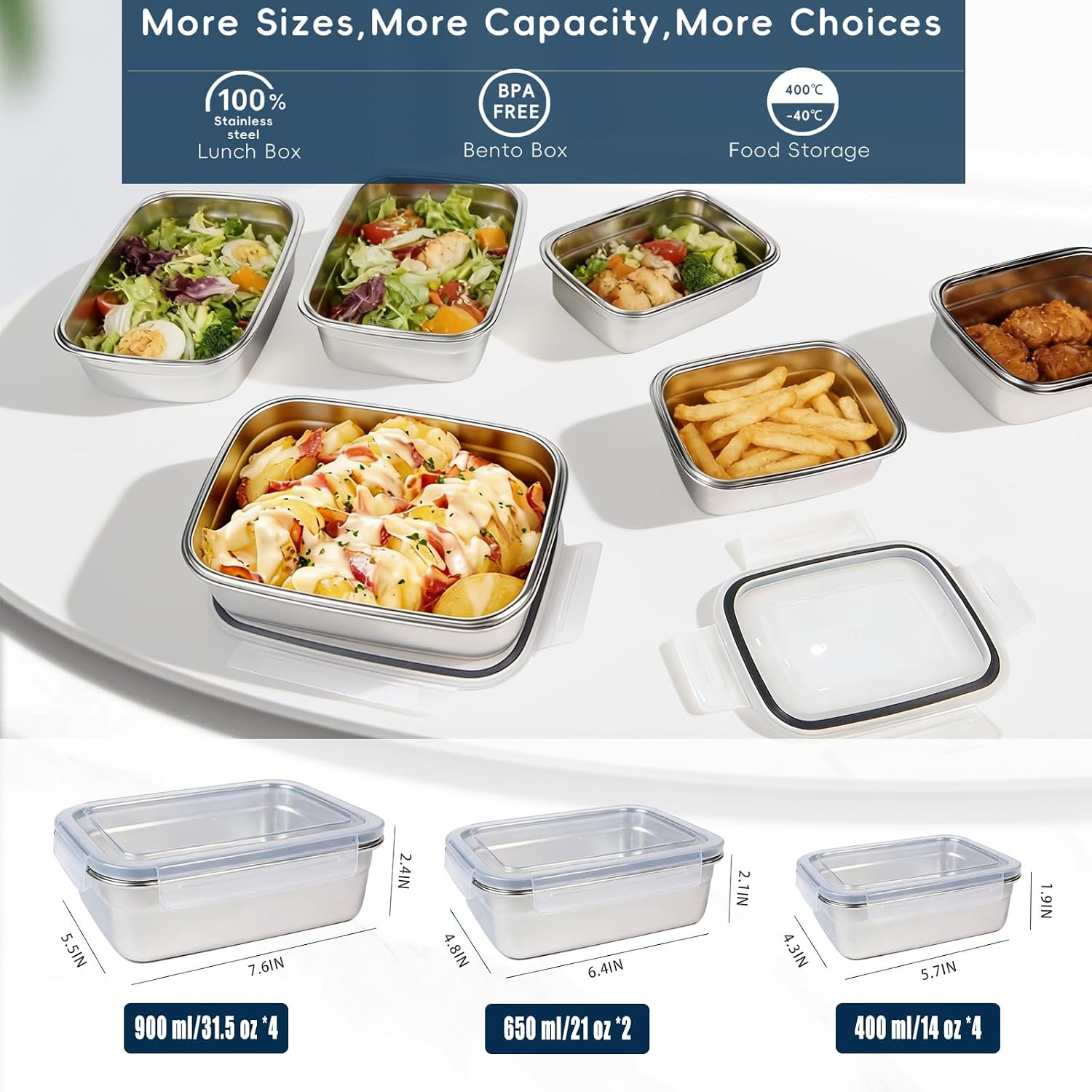 10PCS 304 Stainless Steel Food - Meal Prep Oven Safe Containers ulasan dan harga