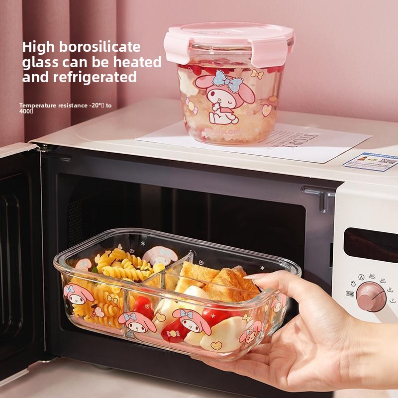 Hello Kitty Printed Bento Box  - Meal Prep Glass Containers Oven Safe ulasan dan harga