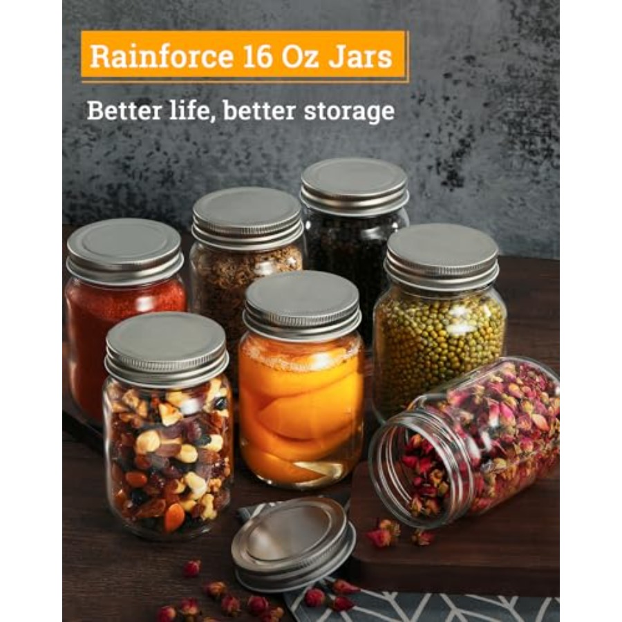 16 oz Mason Jars With Lids Reg - Meal Prep Bulking ulasan dan harga
