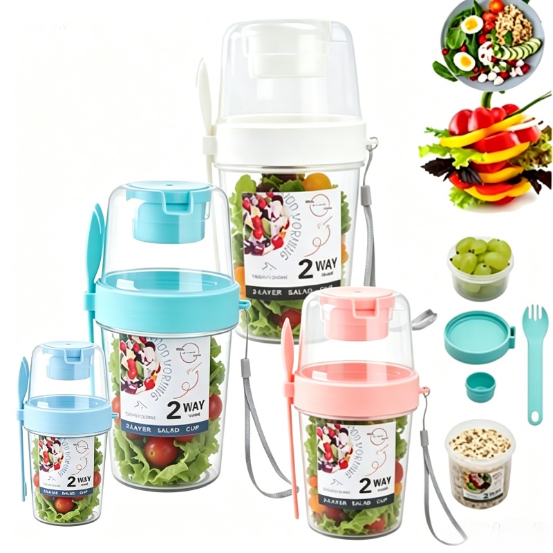 Portable Salad Cup Double Oatm - Meal Prep Yogurt Containers ulasan dan harga