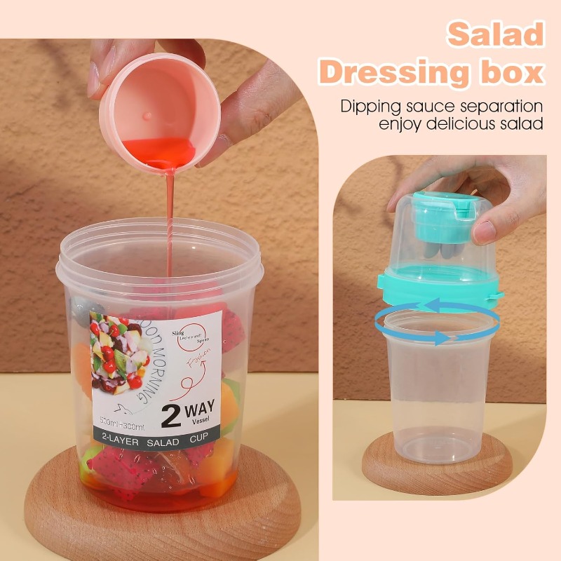 Portable Salad Cup Double Oatm - Meal Prep Yogurt Containers ulasan dan harga