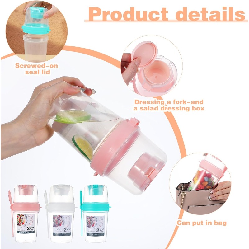 Portable Salad Cup Double Oatm - Meal Prep Yogurt Containers ulasan dan harga