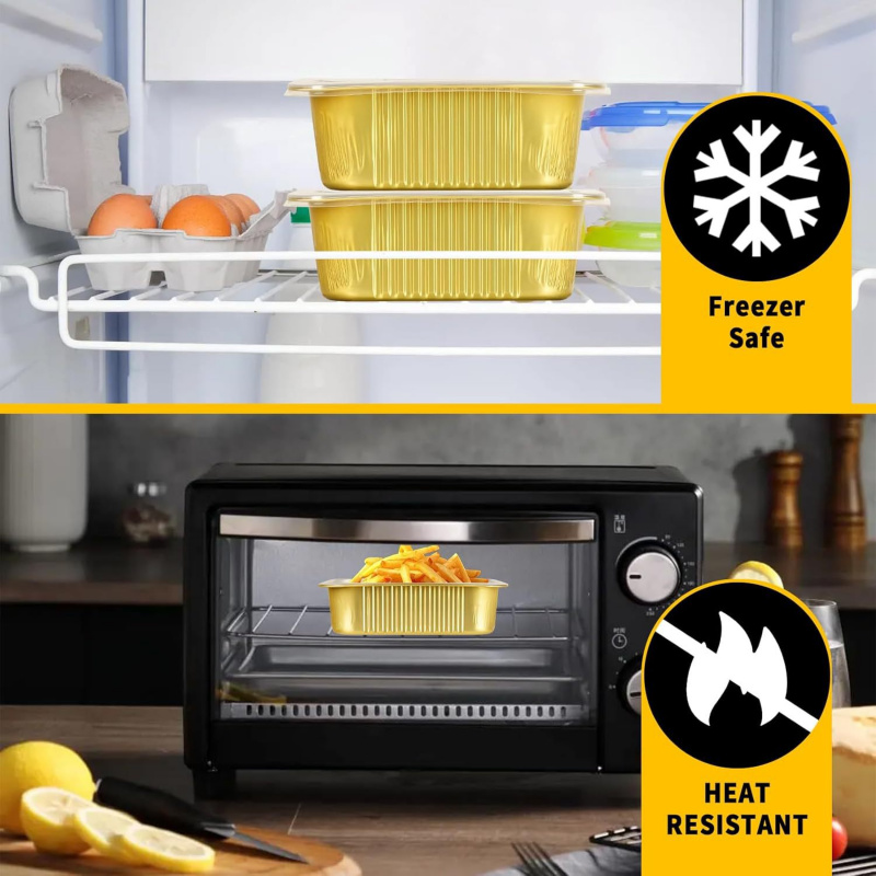 【20-Count 750ml Gold Pans】Reus - Meal Prep Oven Safe Containers ulasan dan harga