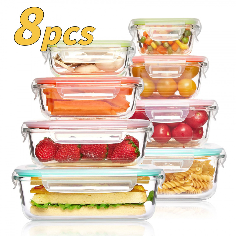 8Pcs Sealed Glass Food Storage - Meal Prep Glass Containers Oven Safe ulasan dan harga