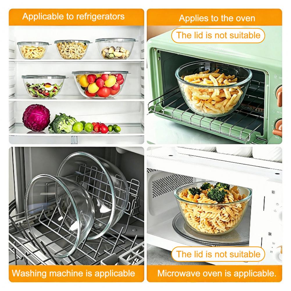 Party Bowl with Lid Glass Mixi - Meal Prep Oven Safe Containers ulasan dan harga