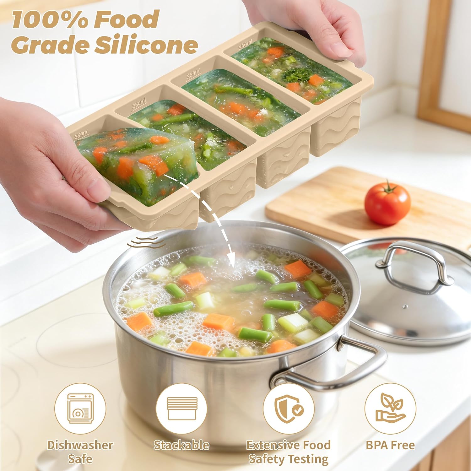 Silicone Freezer Mold with Lid - Meal Prep Oven Safe Containers ulasan dan harga