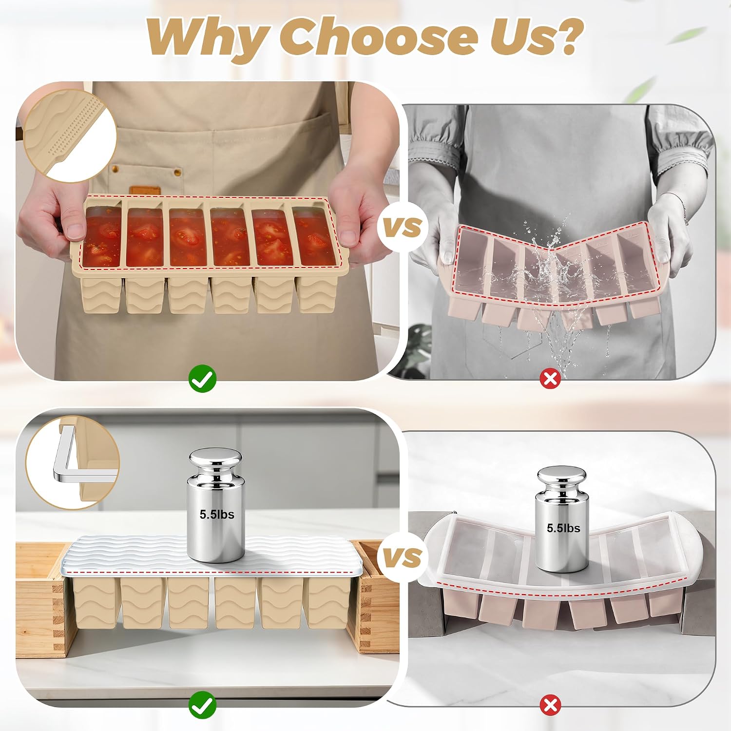 Silicone Freezer Mold with Lid - Meal Prep Oven Safe Containers ulasan dan harga