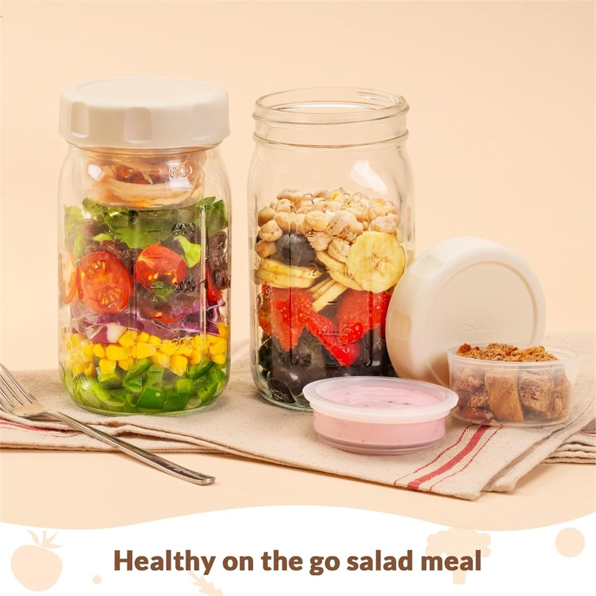 A67T NEW 4 Pack Glass Salad Ja - Meal Prep Jars With Lids ulasan dan harga