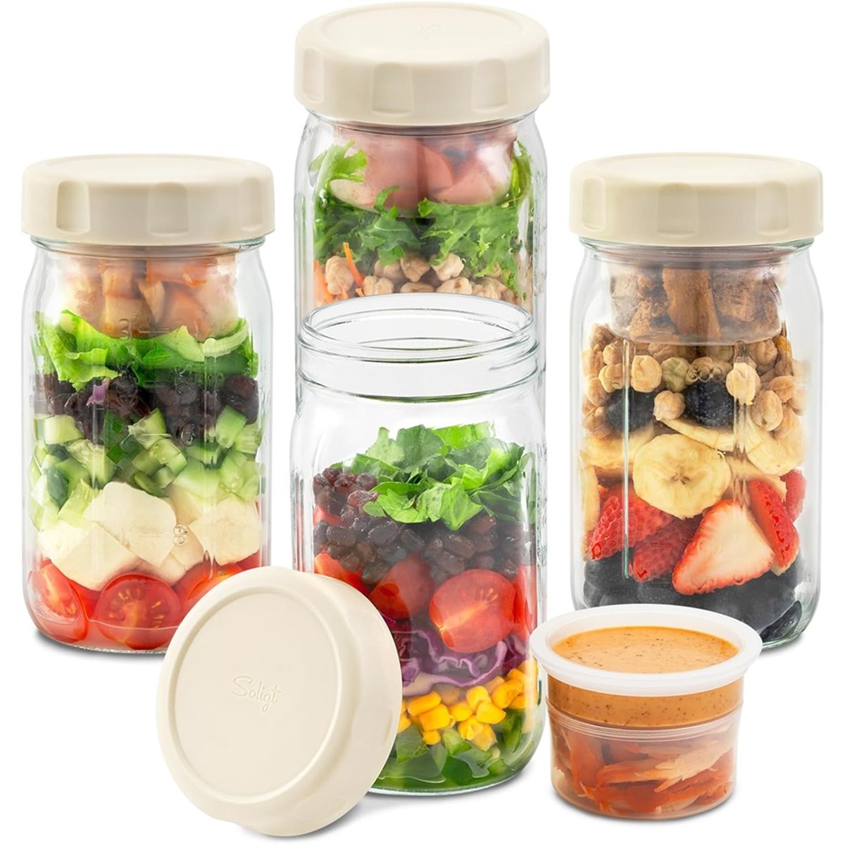 A67T NEW 4 Pack Glass Salad Ja - Meal Prep Jars With Lids ulasan dan harga