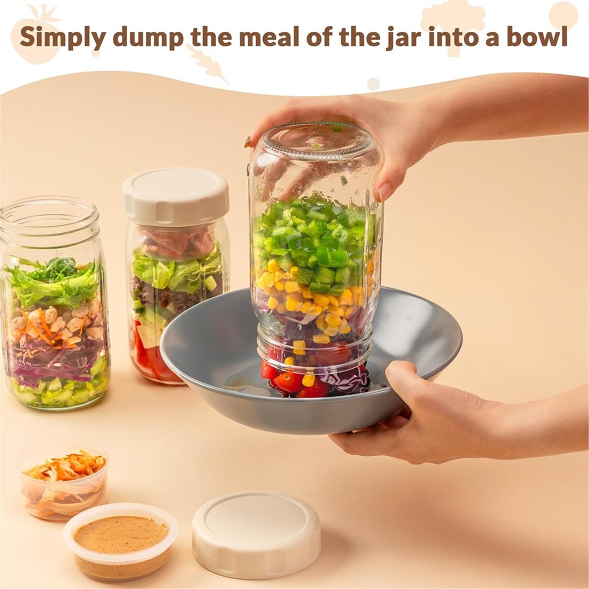 A67T NEW 4 Pack Glass Salad Ja - Meal Prep Jars With Lids ulasan dan harga
