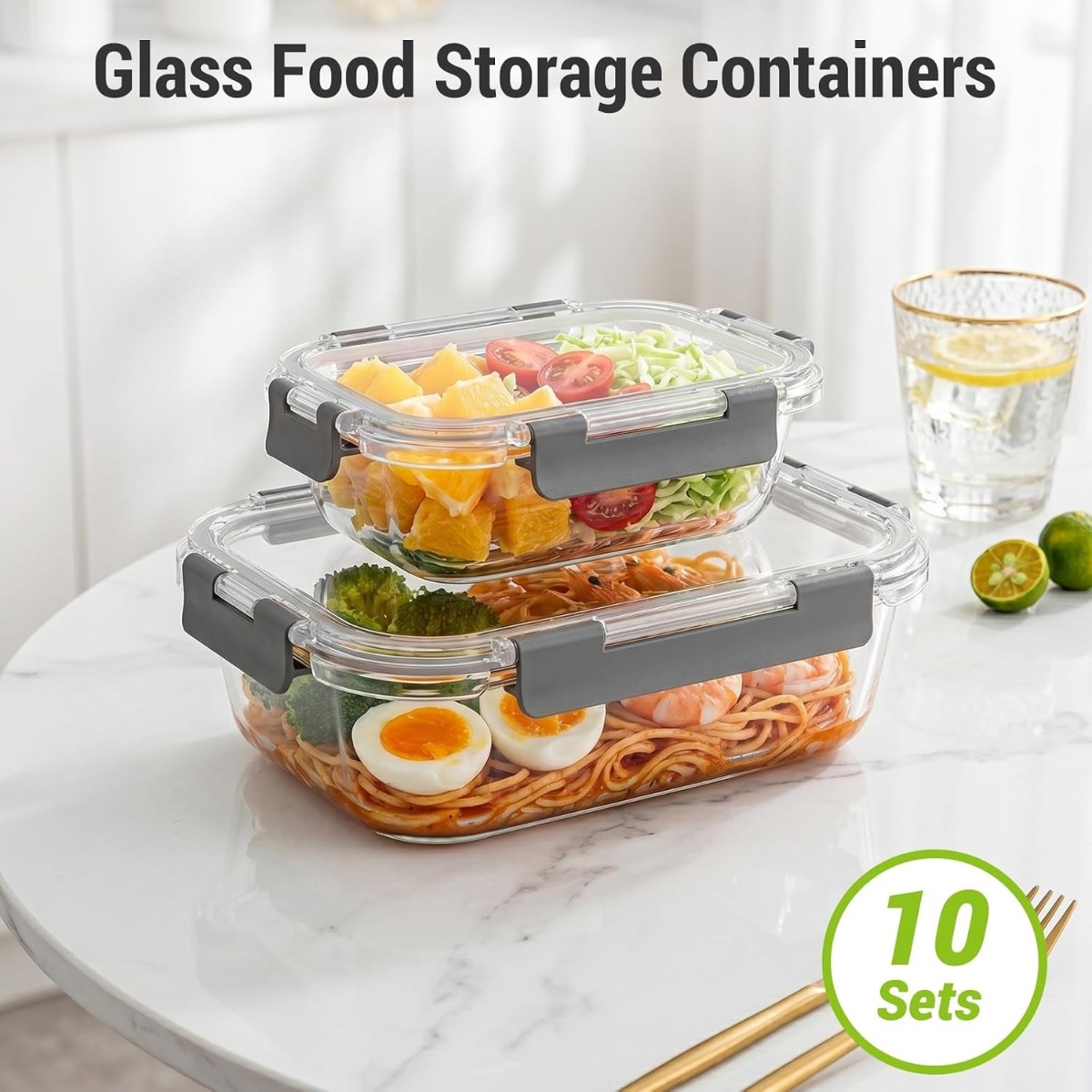 10 Sets Glass Food Storage Con - Meal Prep Oven Safe Containers ulasan dan harga