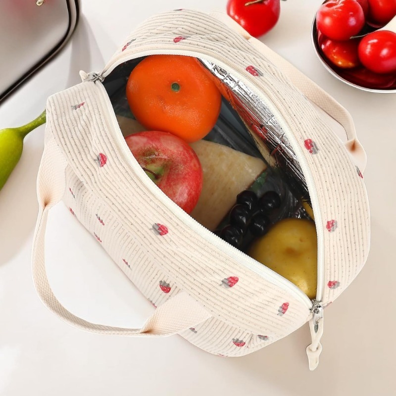 Cute Corduroy Lunch Bag for Wo - Meal Prep Fit ulasan dan harga