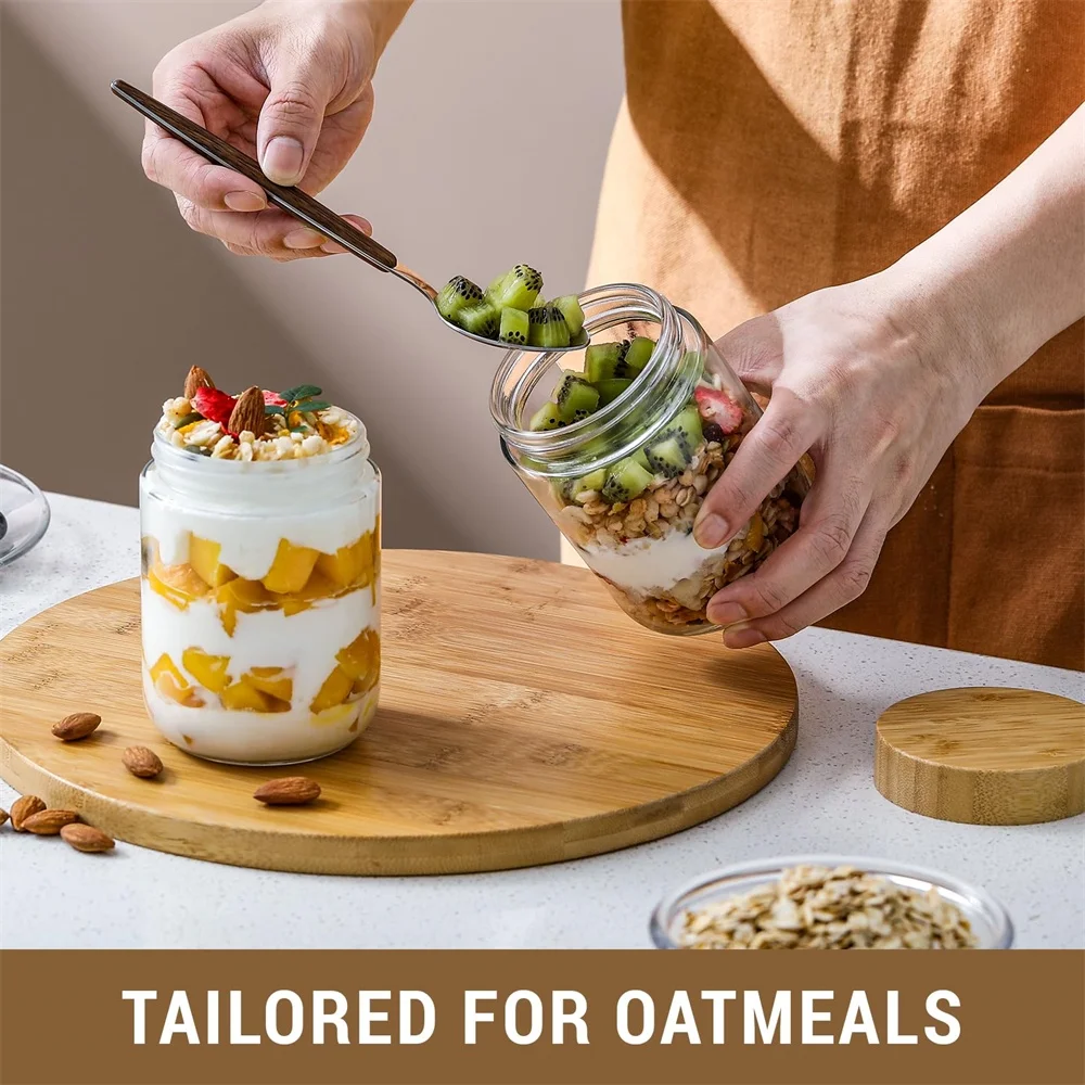 yes4 pack 16oz Overnight Oats  - Meal Prep Jars With Lids ulasan dan harga