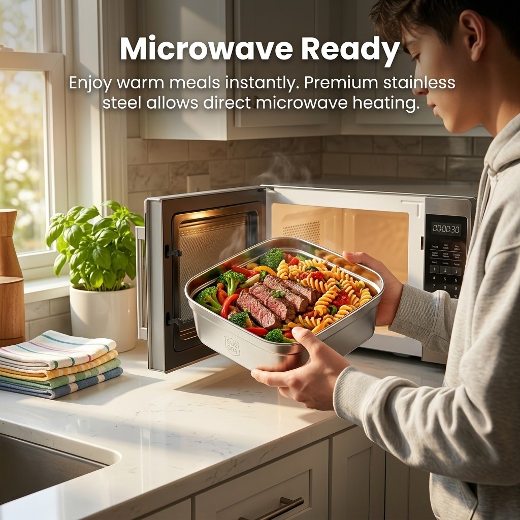 Microwavable 304 Stainless Ste - Meal Prep Kinder ulasan dan harga