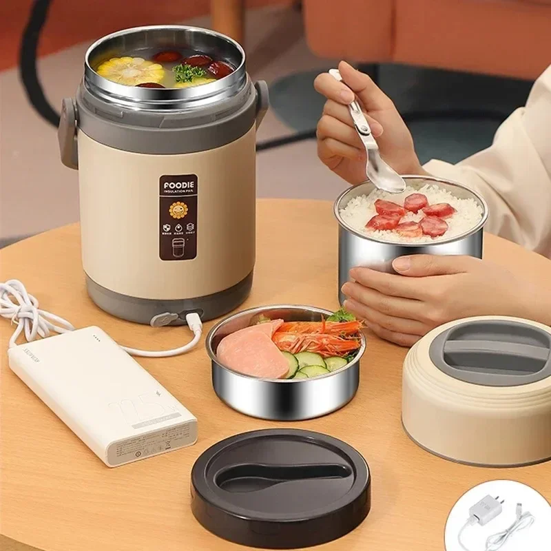 220V USB Rechargeable Heated W - Stainless Bento Box ulasan dan harga