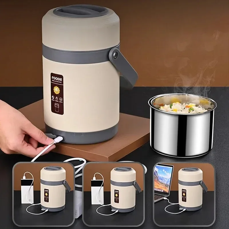 220V USB Rechargeable Heated W - Stainless Bento Box ulasan dan harga