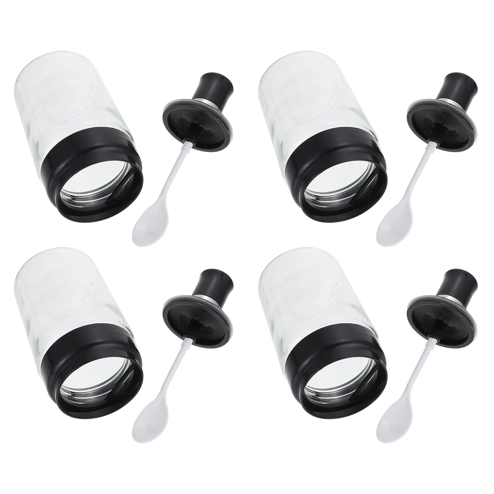 4Pcs Glass Spice Jar with Spoo - Meal Prep Jars With Lids ulasan dan harga