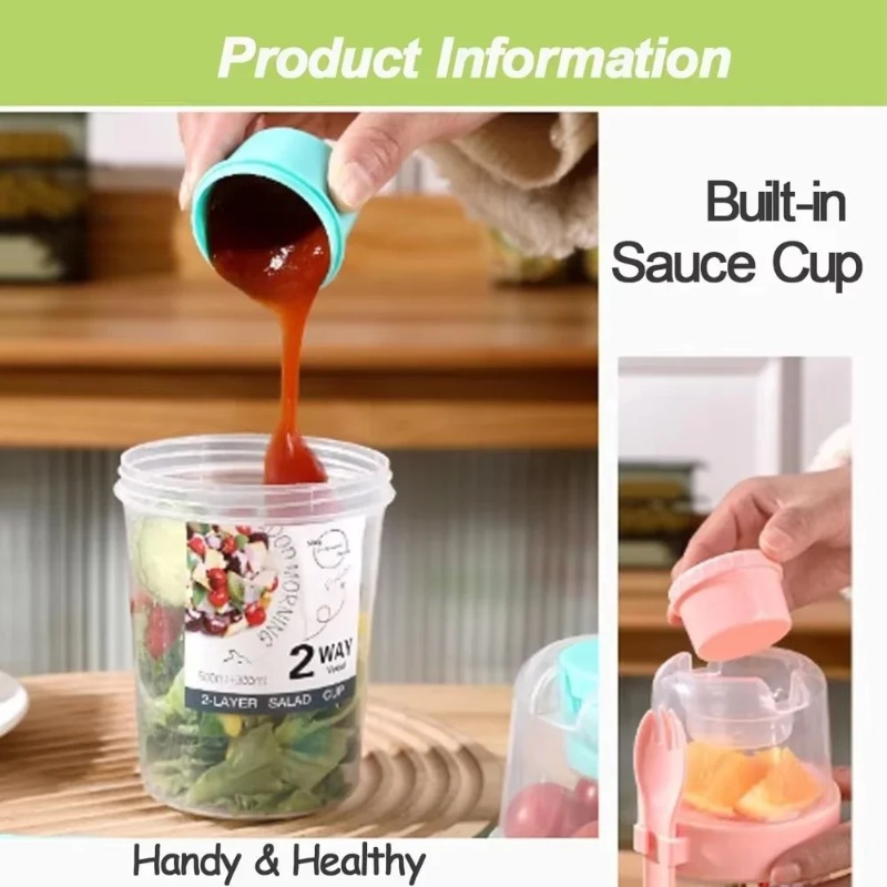 Portable Salad Cup Double Oatm - Meal Prep Yogurt Containers ulasan dan harga