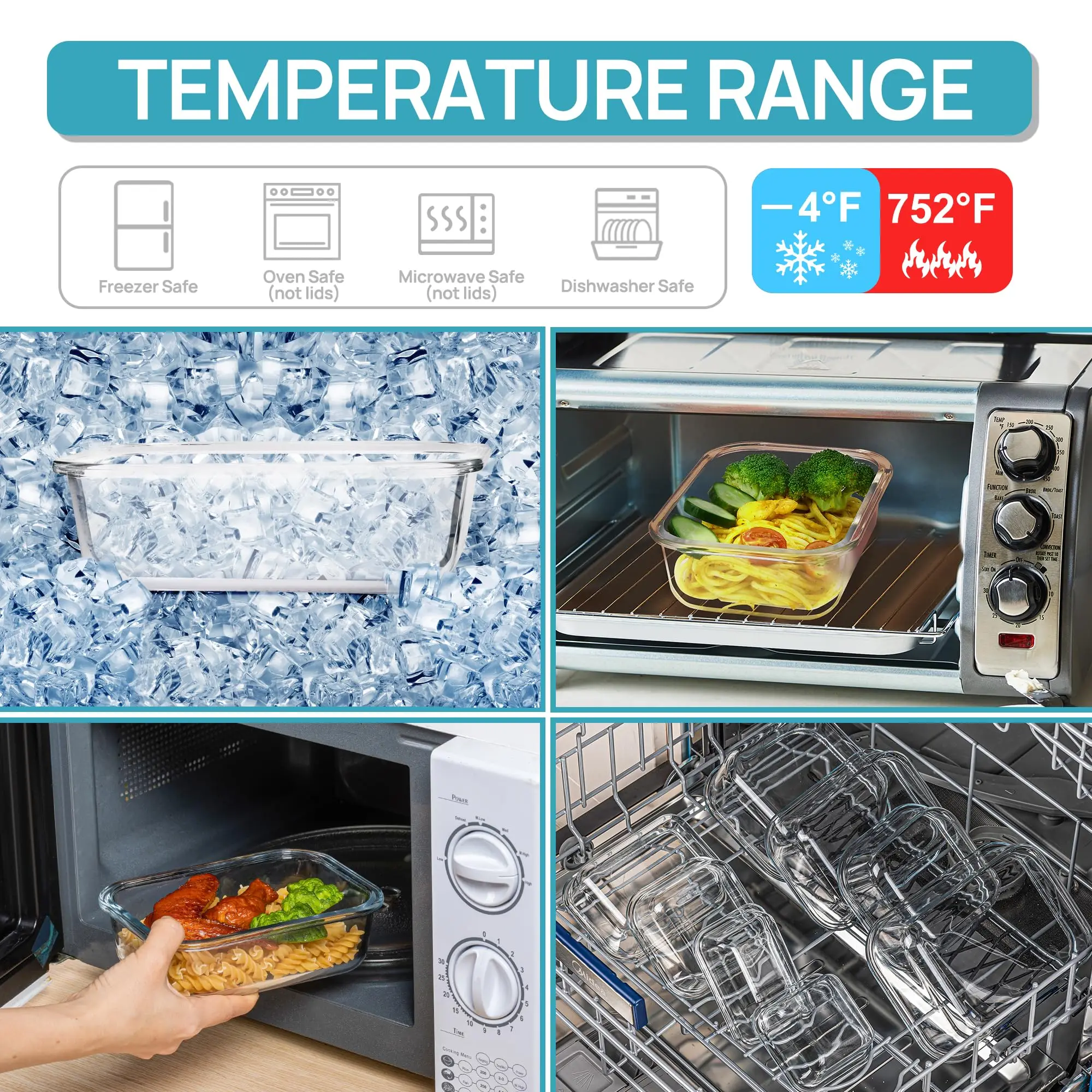 Glass Lunch Box Food Storage C - Meal Prep Glass Containers Oven Safe ulasan dan harga