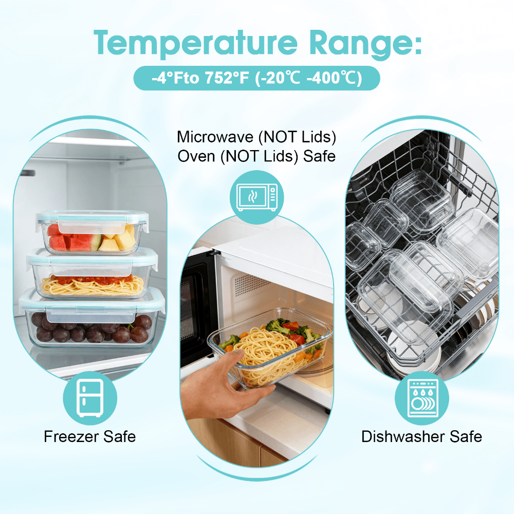 24 Pcs Glass Food Storage Cont - Meal Prep Oven Safe Containers ulasan dan harga