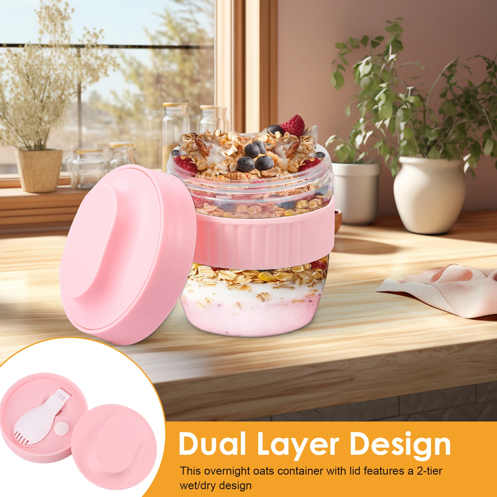 Double Layer Overnight Oats Co - Meal Prep Yogurt Containers ulasan dan harga