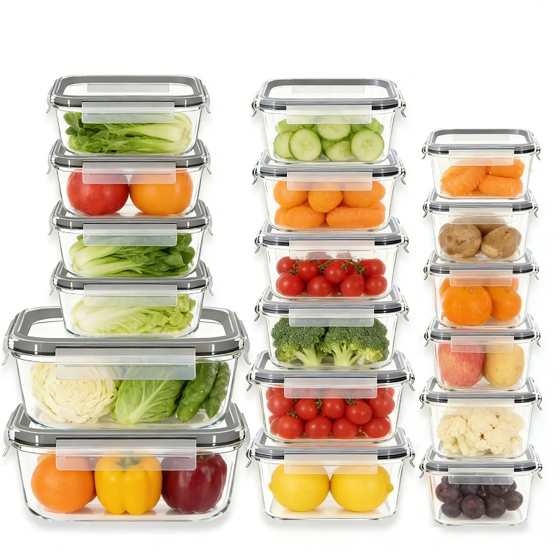 18 Pack Glass Food Storage Con - Meal Prep Jars With Lids ulasan dan harga