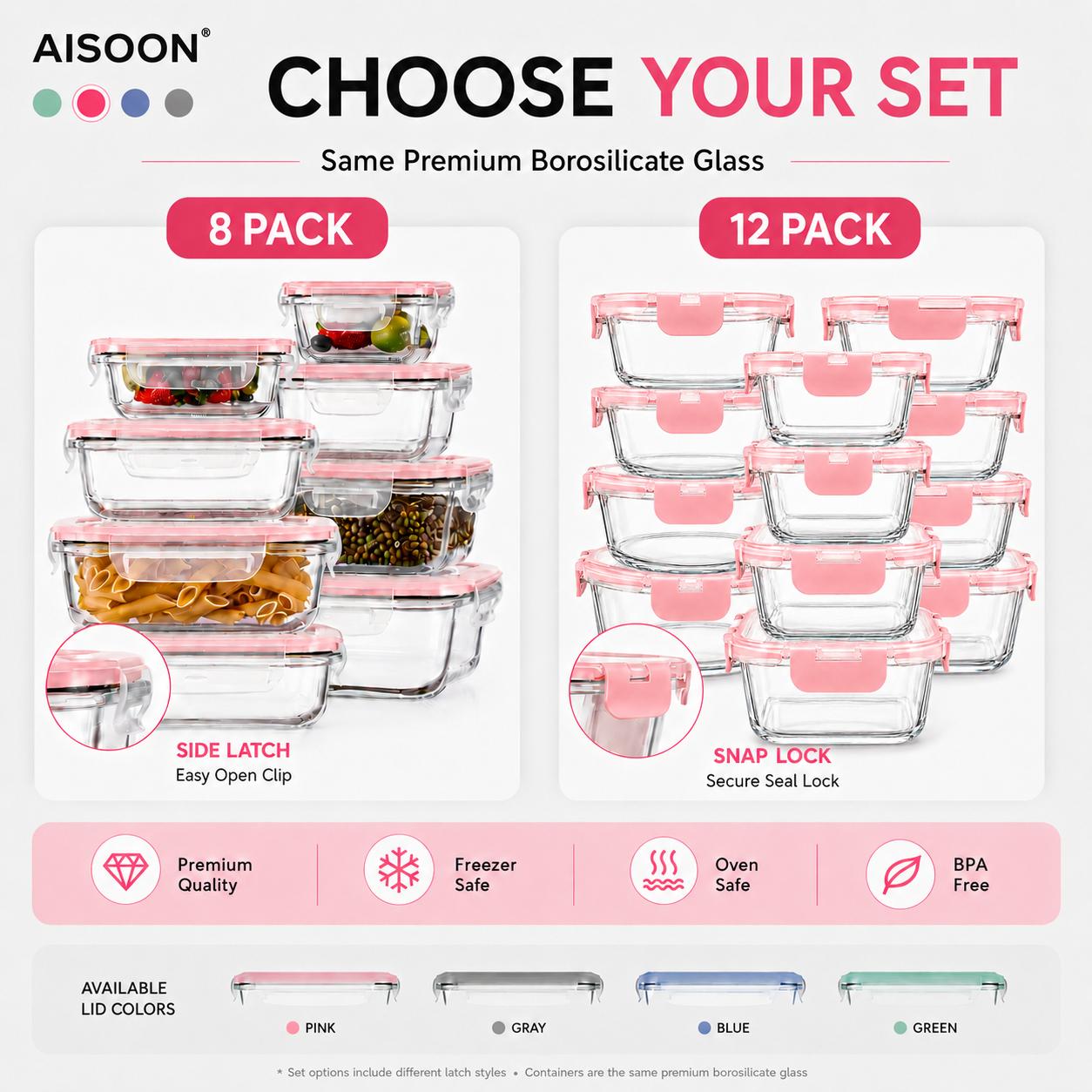 8/12Pcs Stackable Borosilicate - Meal Prep Oven Safe Containers ulasan dan harga