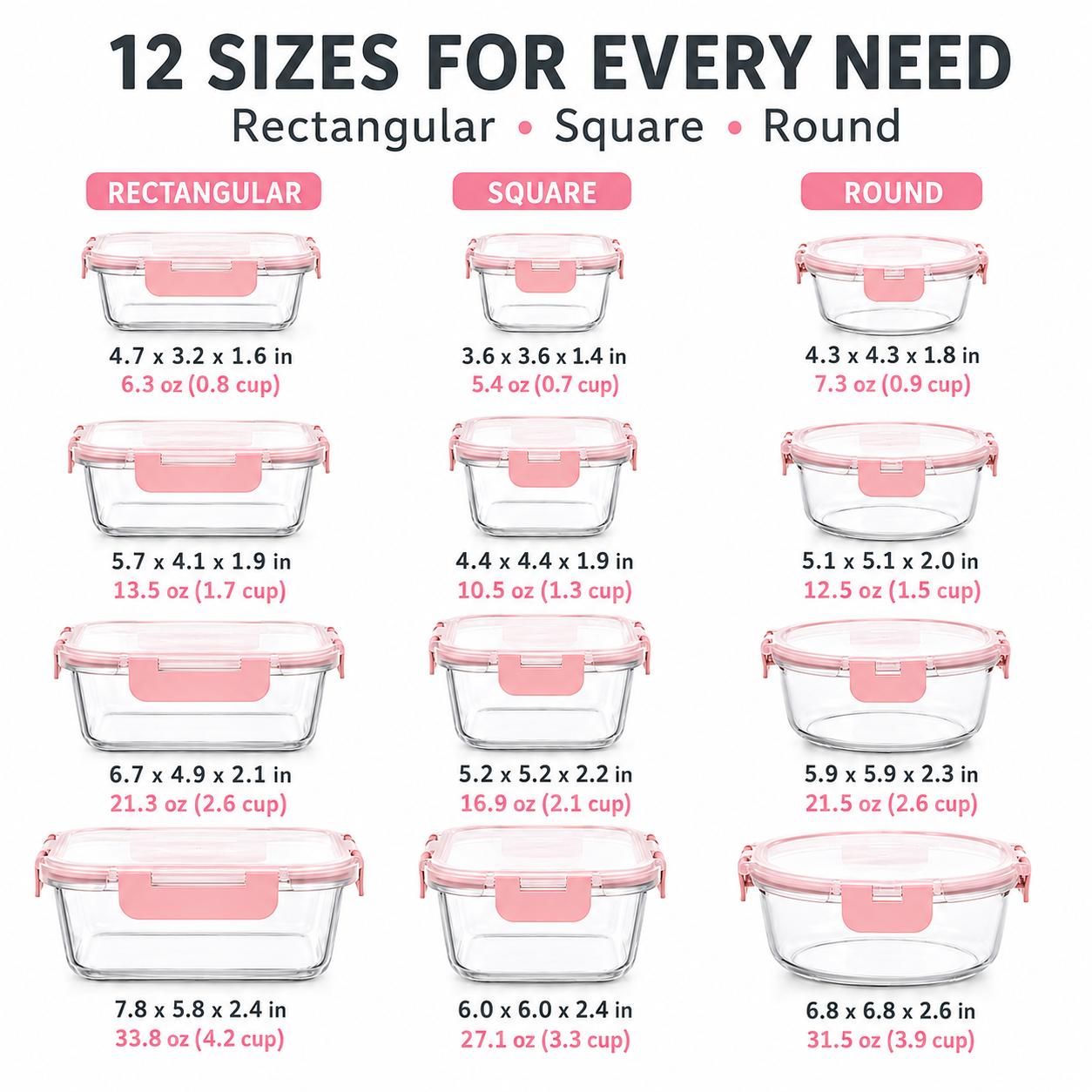 8/12Pcs Stackable Borosilicate - Meal Prep Oven Safe Containers ulasan dan harga